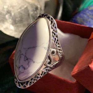 Handmade Howlite Silver Plated Ring